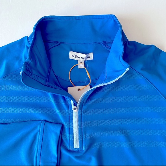 Peter Millar Engineered Stripe Perth Performance Pullover Blue River - Picture 6 of 6